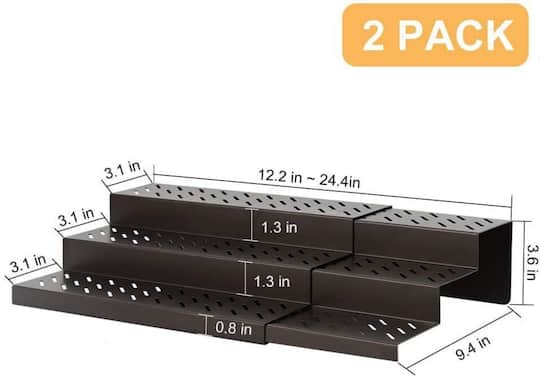 NEX™ Brown Adjustable 3-Tier Kitchen Storage Racks, 2ct.